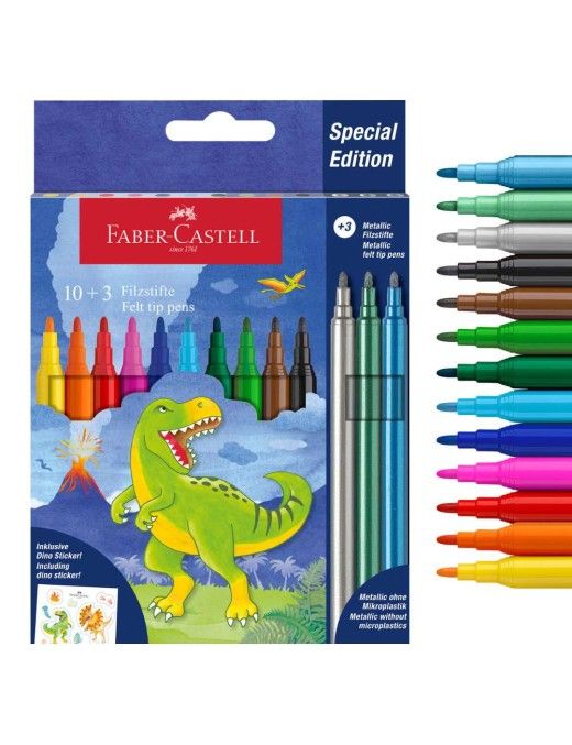 ESTUCHE 10+3 ROTULADOR DINOSAURIO FABER