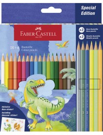 ESTUCHE PINTURAS FABER 18+6 DINOSAURIO