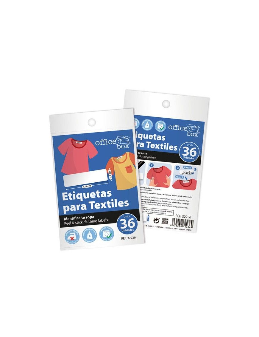 ETIQUETAS TEXTILES 4.5X1.2 MM BLOSA 36 NO PLANCHA
