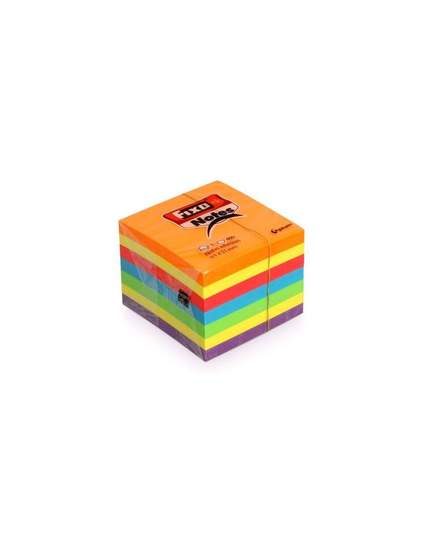 CUBO 400 NOTAS ADHESIVAS 51X51 COLORES NEON FIXO