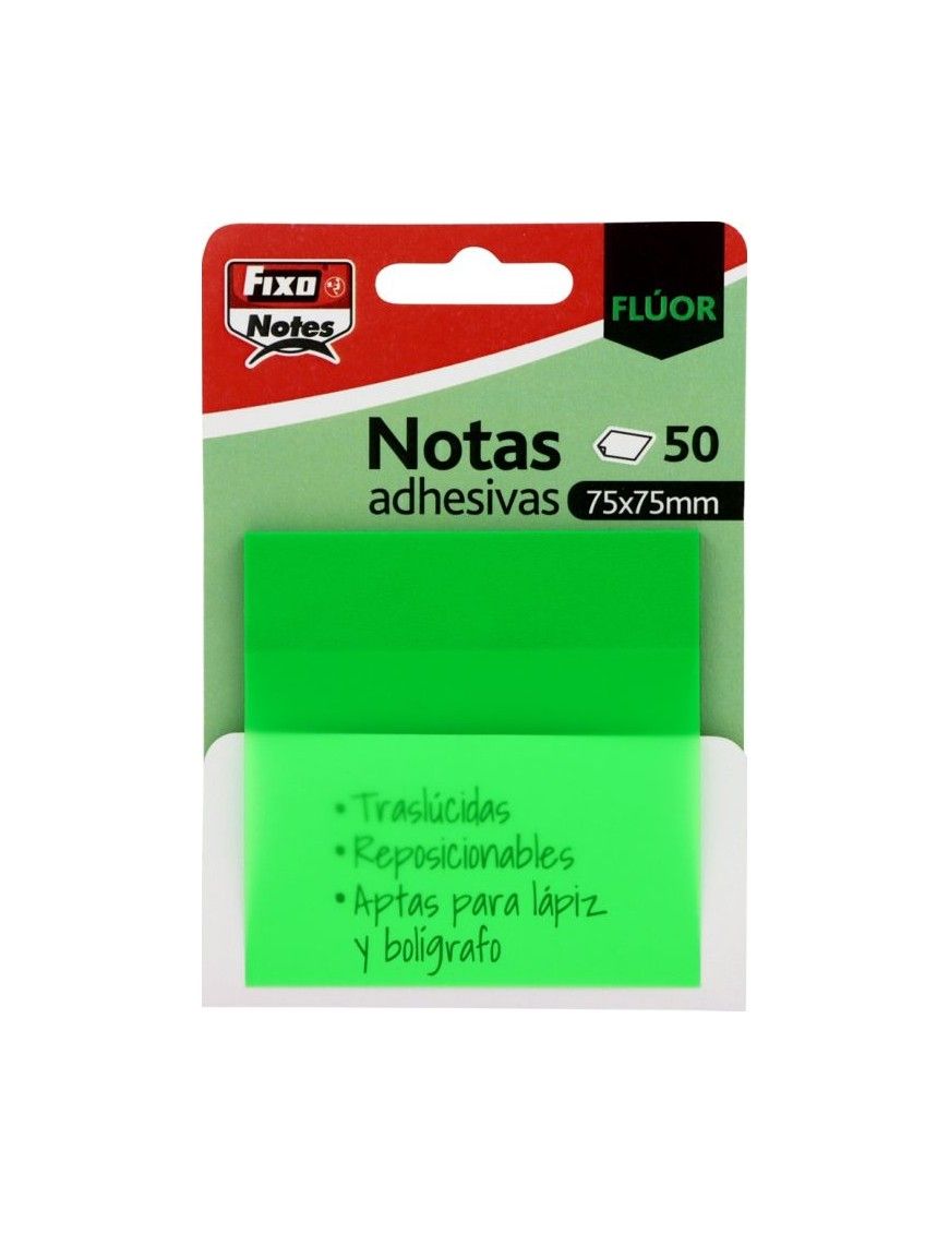PACK 50 NOTAS ADHESIVAS 75X75 VERDE NEON