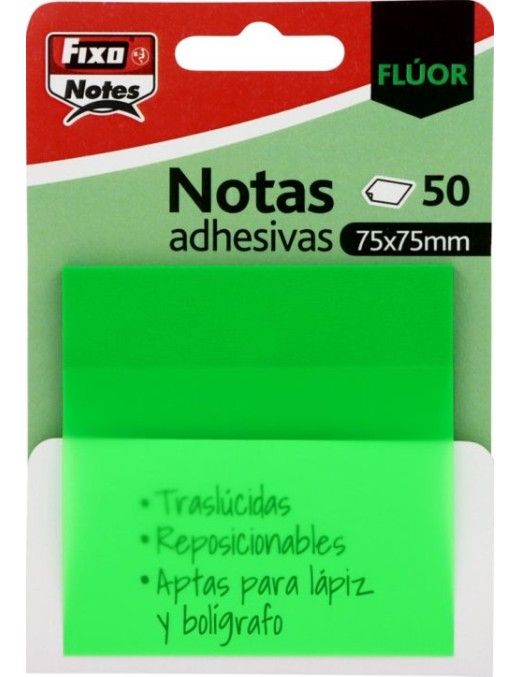 PACK 50 NOTAS ADHESIVAS 75X75 VERDE NEON