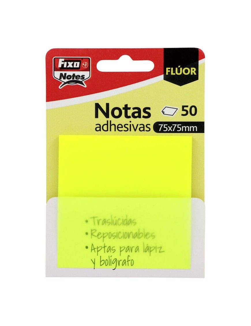 PACK 50 NOTAS ADHESIVAS 75X75 AMARILLO NEON