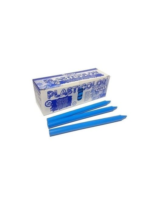 CAJA 25 CERAS PLASTICOLOR JOVI AZUL CLARO.