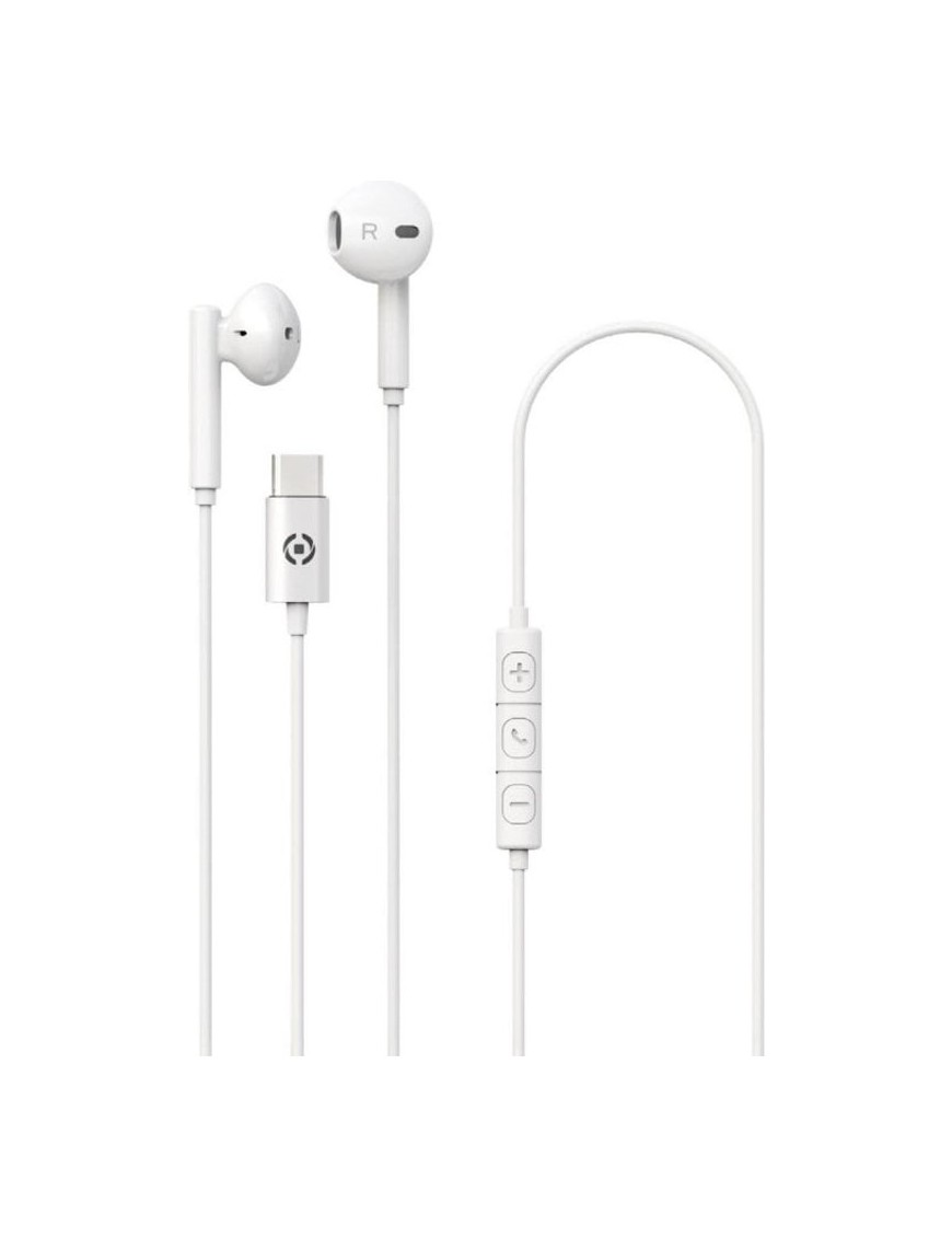 CELLY AURICULAR UNIVERSAL USB-C CON MICROFONO BLAN