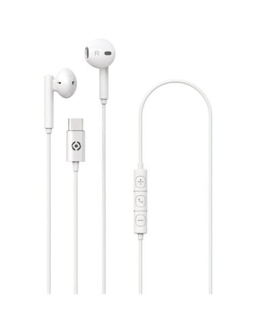 CELLY AURICULAR UNIVERSAL USB-C CON MICROFONO BLAN