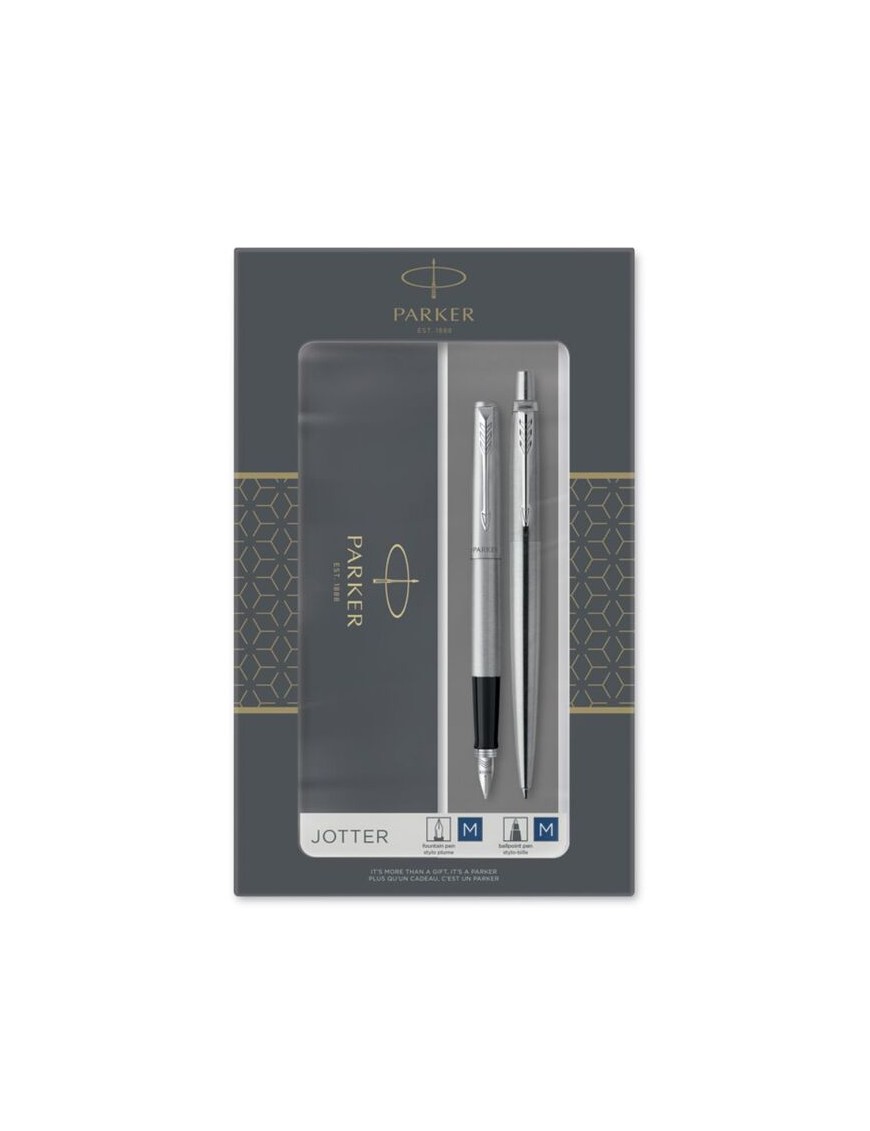 Parker Duo Set Jotter Stainless Steel Chrome Trim