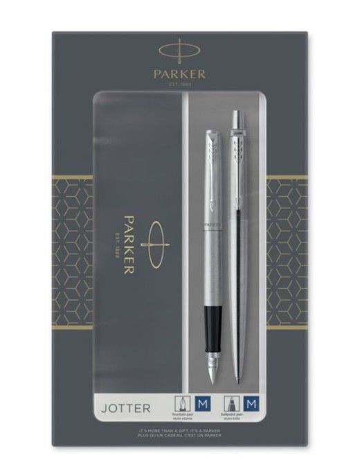 Parker Duo Set Jotter Stainless Steel Chrome Trim