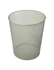 PAPELERA METALICA REJILLA PLATA POESSA