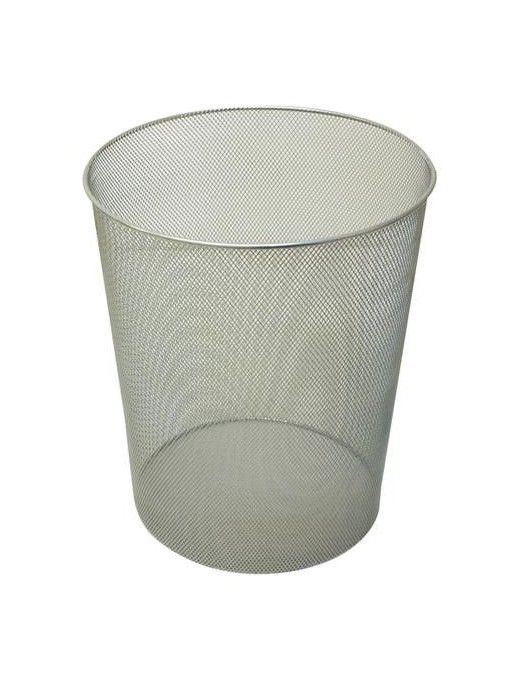 PAPELERA METALICA REJILLA PLATA POESSA