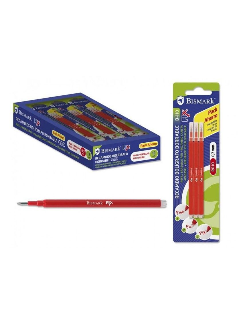 BLISTER 3 RECAMBIO BOLI ROJO BORRABLE BISMARK