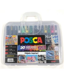 MALETIN PLASTICO POSCA 20 ROTULADORES