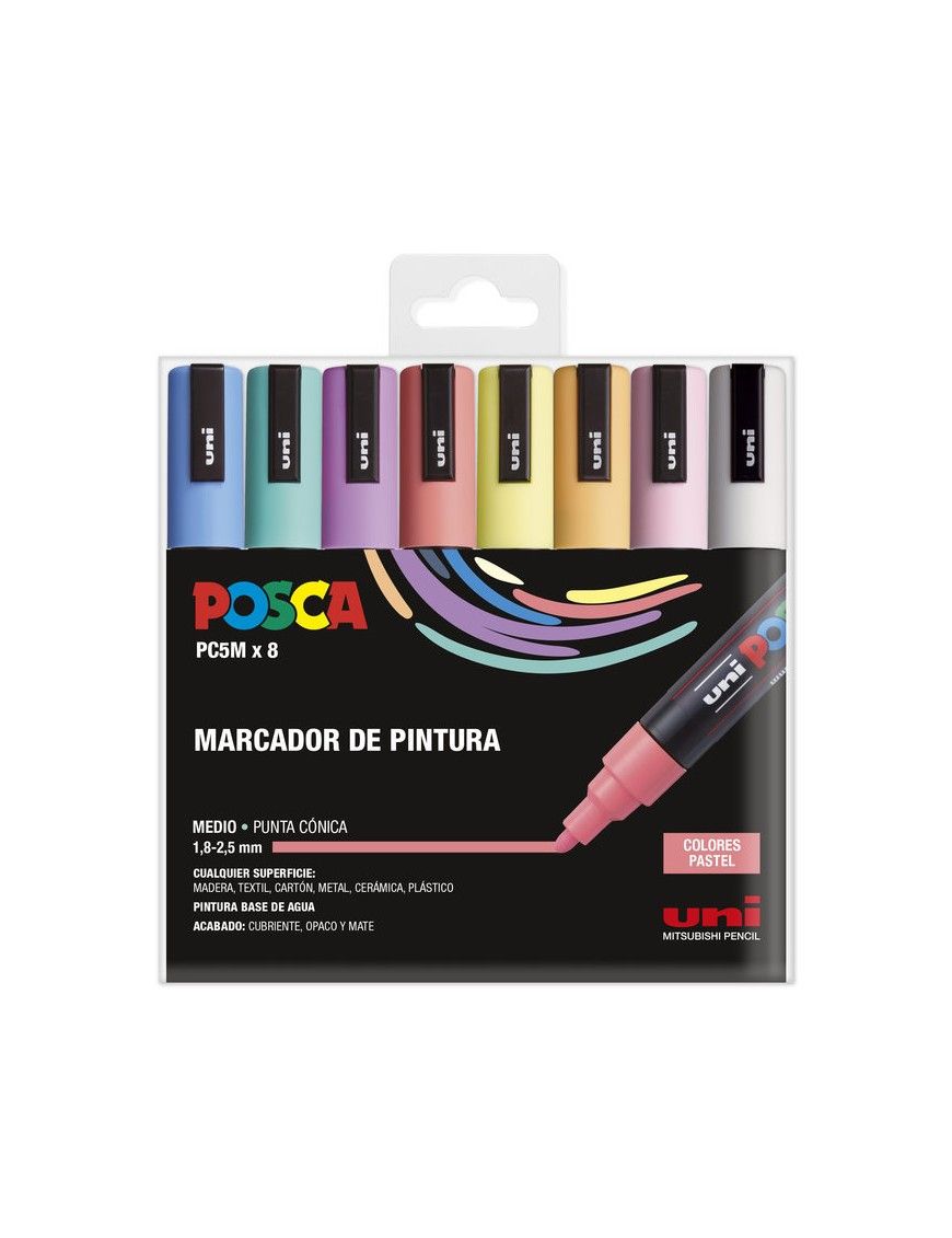 PACK ROTULADOR POSCA PASTEL PC-5 8 UDS