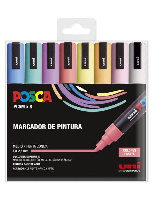 PACK ROTULADOR POSCA PASTEL PC-5 8 UDS