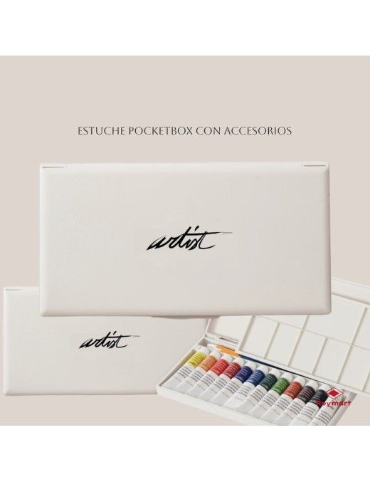 ESTUCHE 15 PIEZAS POCKETBOX ACUARELAS 12 ML