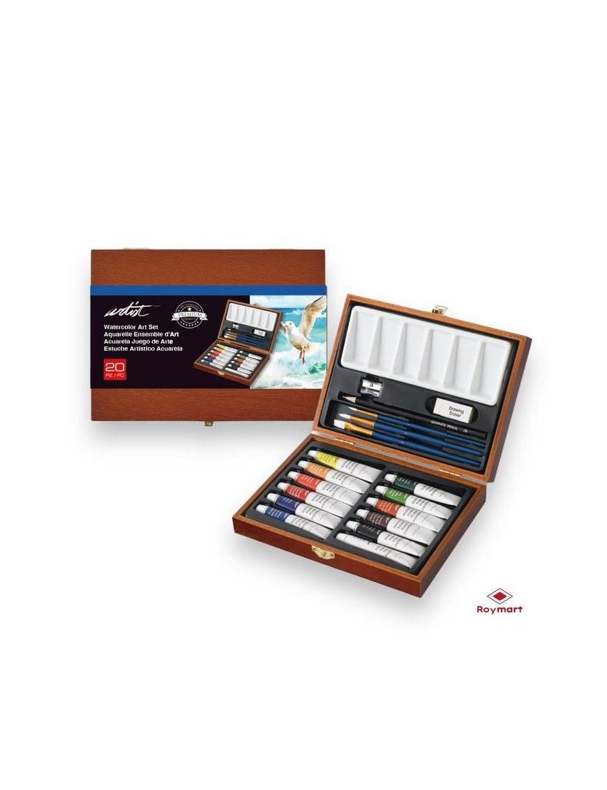 ESTUCHE MADERA ARTIST ACUARELAS, 20 PIEZAS