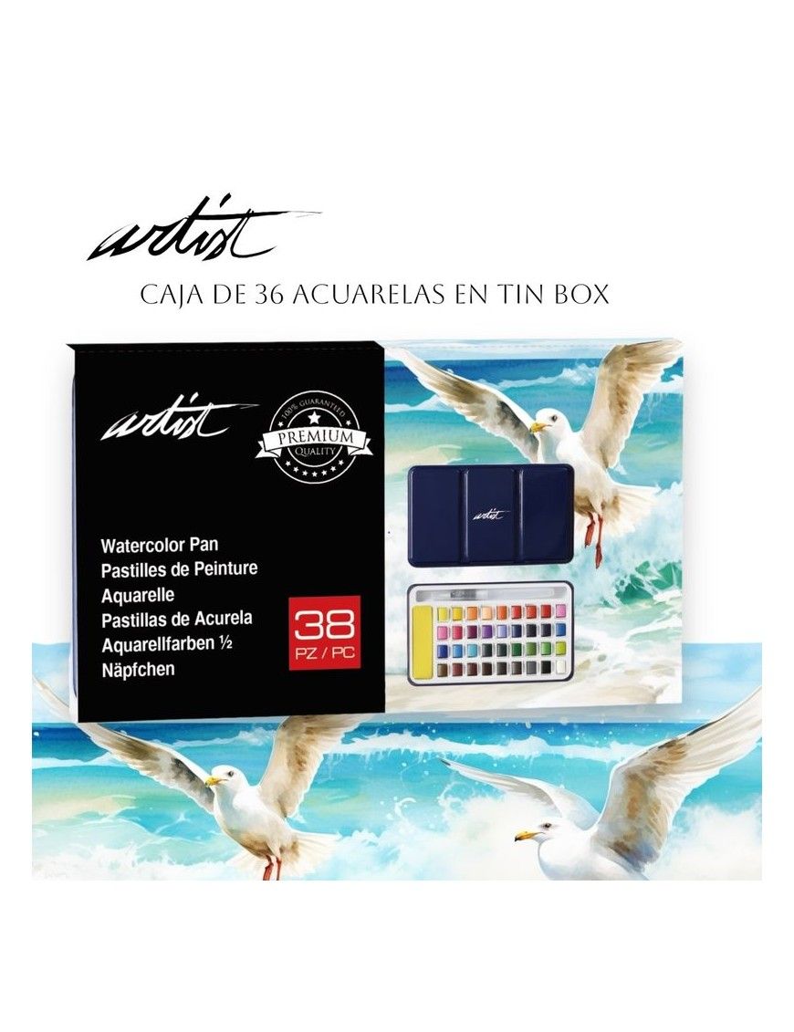 CAJA 38 ACUARELAS TINBOX ARTIST