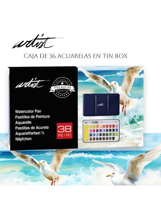 CAJA 38 ACUARELAS TINBOX ARTIST