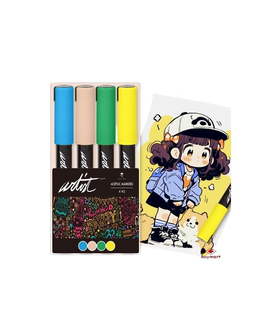 ESTUCHE ACRILICOS GAMA ARTIST, 4 COLORES PASTEL