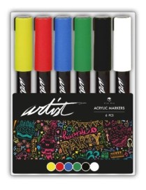 ESTUCHE ACRILICOS GAMA ARTIST, 6 COLORES BASICOS