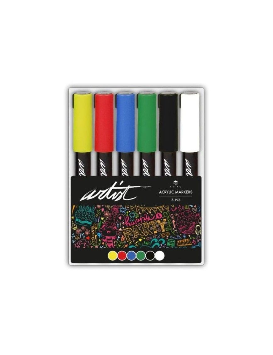 ESTUCHE ACRILICOS GAMA ARTIST, 6 COLORES BASICOS
