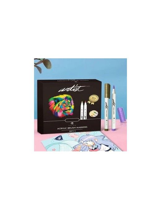 CAJA 30 ROTULADORES ACRILICO PINCEL