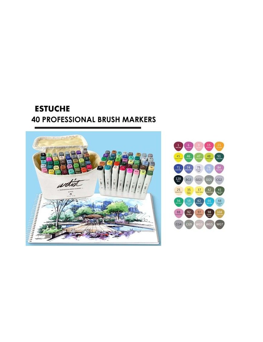 CANVAS LUXE PROFESSIONAL BRUSH MARKER 40 COLORES