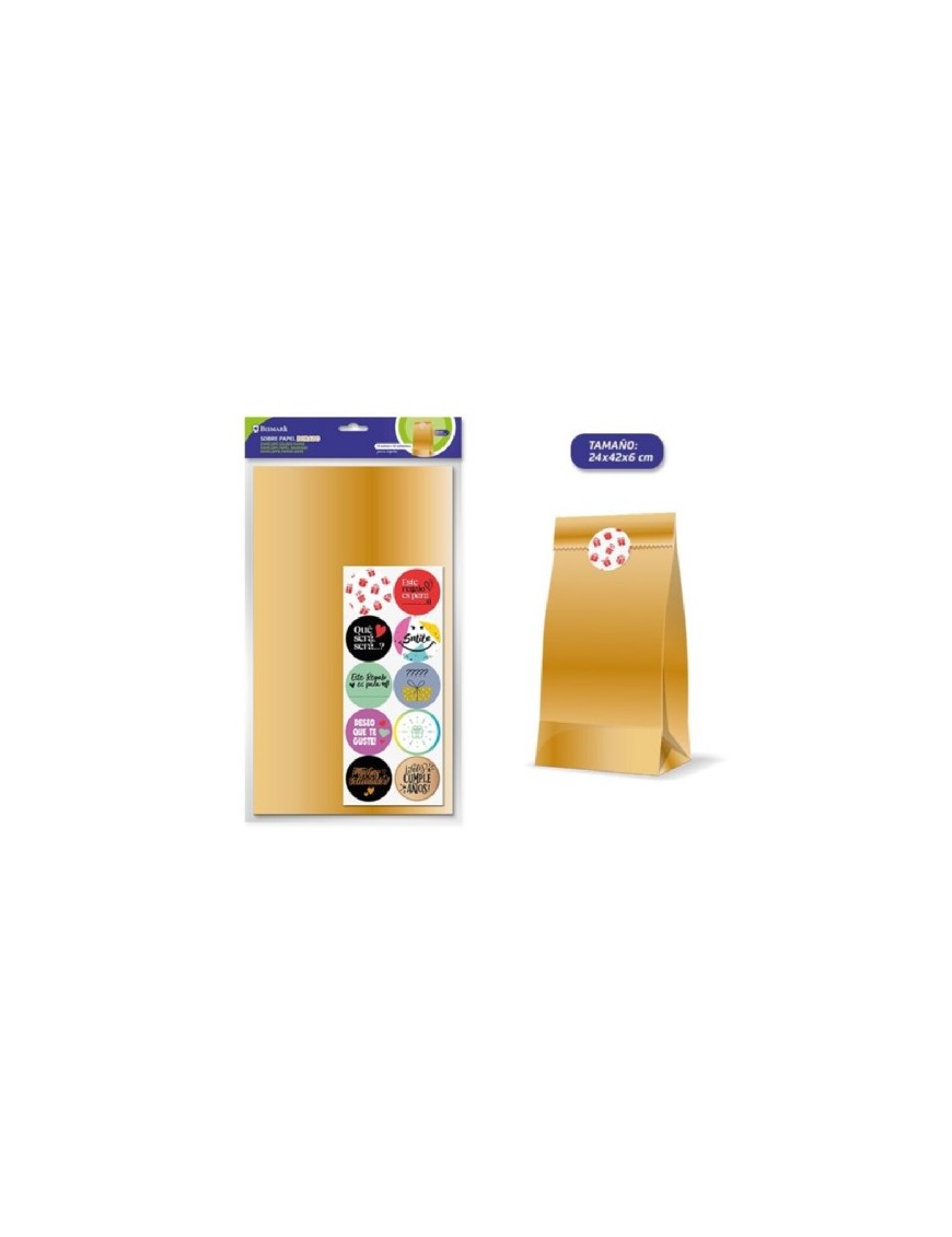 SOBRE PAPEL KRAFT ADHESIVO 24+6X42 ORO