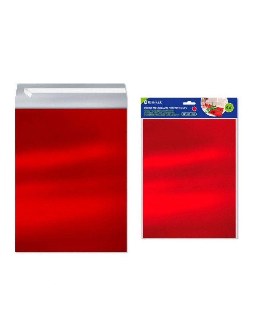 SOBRE METAL AUTOADHESIVO ROJO 324X254 PACK 4