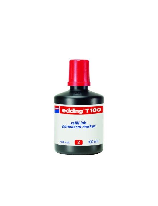 FRASCO DE TINTA EDDING T-100 ROJA 100 ML.