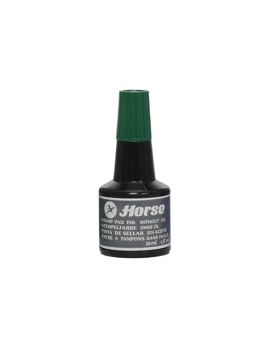 BOTE DE 30 CC. DE TINTA VERDE PARA TAMPON HORSE