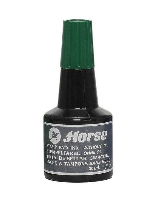 BOTE DE 30 CC. DE TINTA VERDE PARA TAMPON HORSE