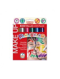 PLAYCOLOR TEMPERA SOLIDA MAKE UP METALIC 6 UNIDAD.