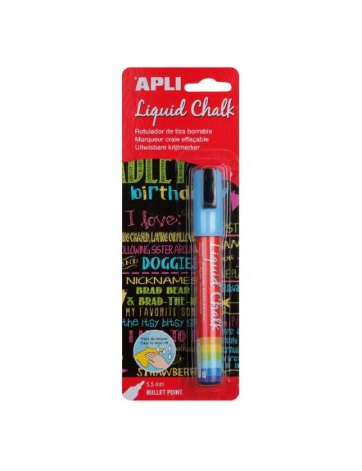 ROTULADOR DE TIZA LIQUID CHALK AZUL APLI