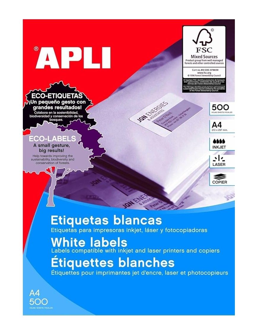 CAJA ETIQUETAS APLI 105X42,4 500 HOJAS
