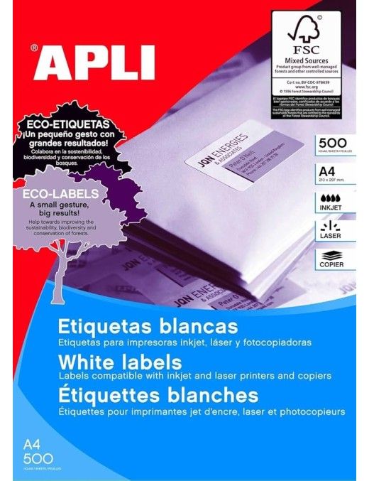 CAJA ETIQUETAS APLI 105X42,4 500 HOJAS