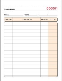 TALONARIO CAMARERO NUMERADO 1/8 TRIPLICADO