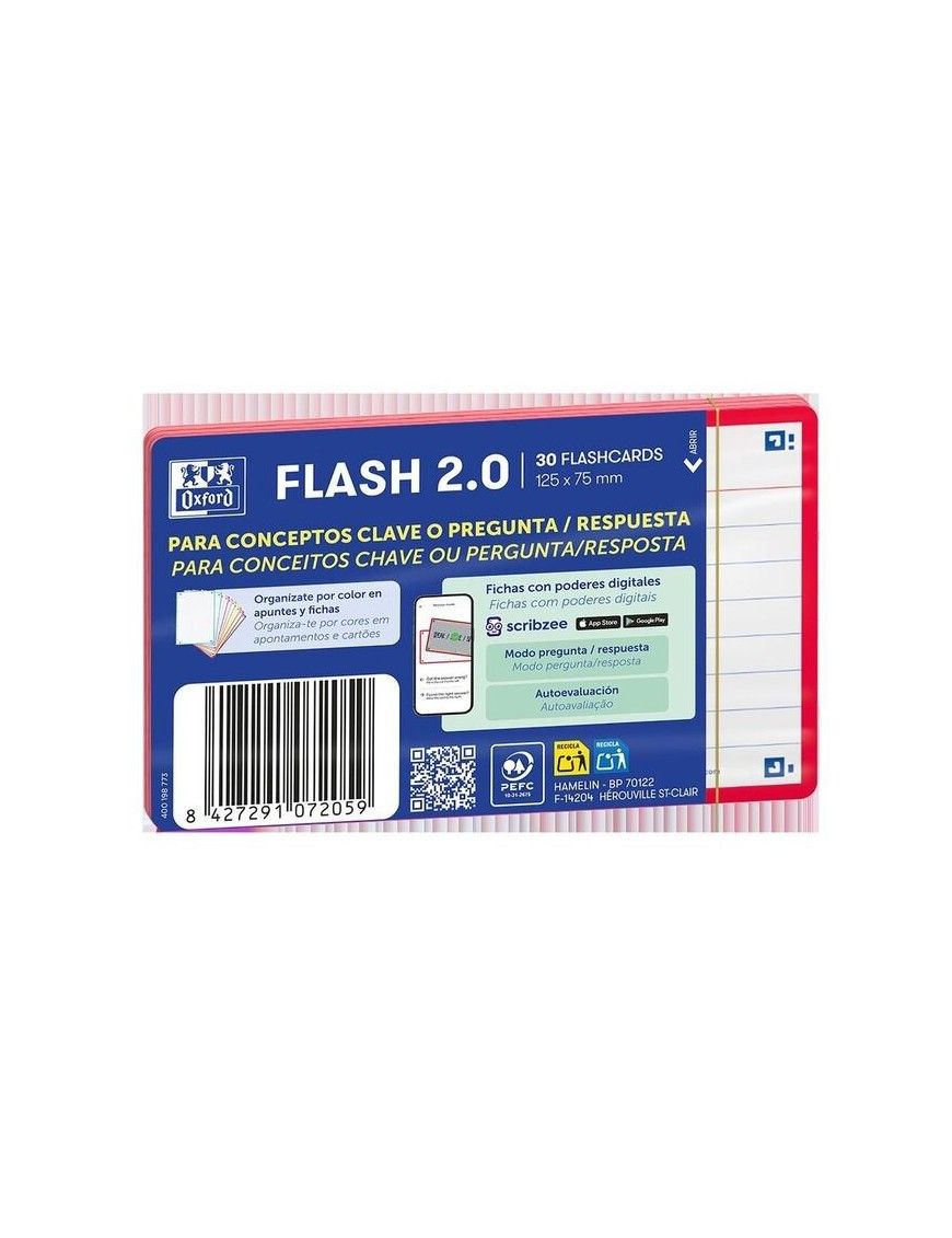 FICHA REVISION 75X125 1LINEA 30FICHAS ROJO