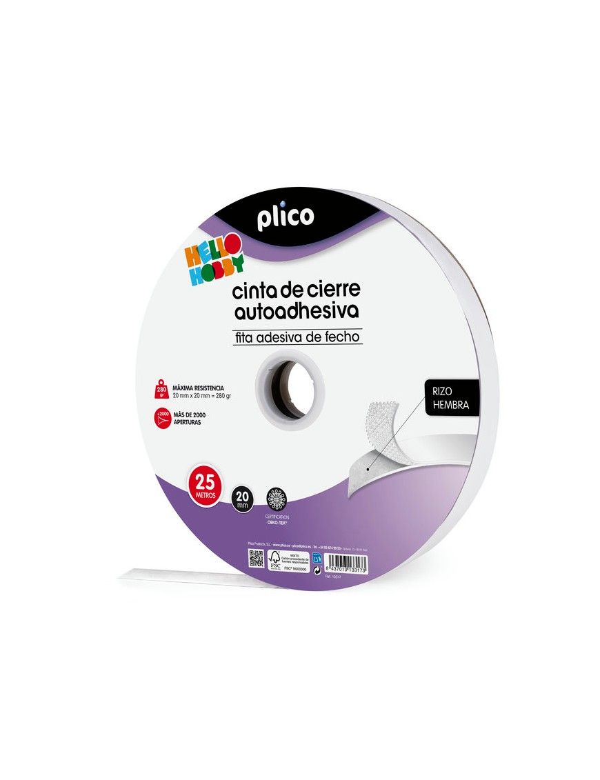 VELCRO PLICO 25 M BLANCO RIZO HEMBRA