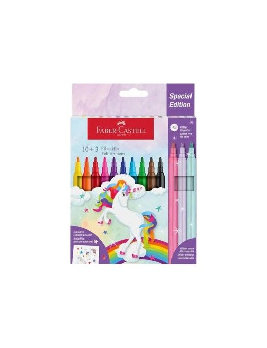 EST CARTON ROTULADOR FABER UNICORNIOS 10+3