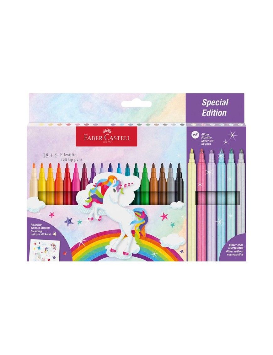 EST CARTON ROTULADOR FABER UNICORNIOS 18+6