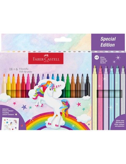 EST CARTON ROTULADOR FABER UNICORNIOS 18+6