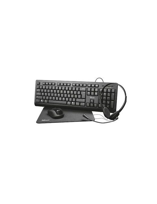 TRUST PACK 4 EN 1 SET TECLADO RATON AURICULA ALFOM