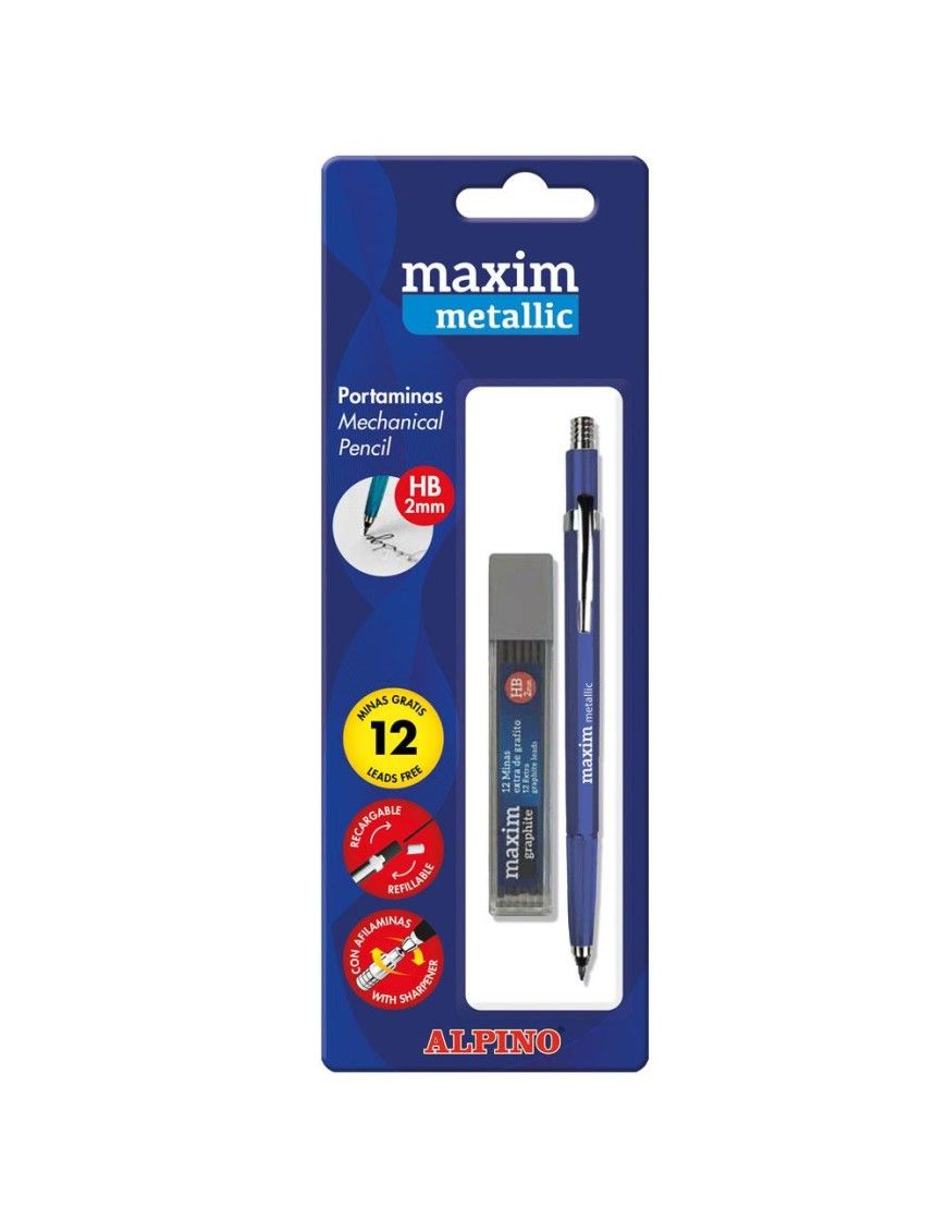 PORTAMINAS ALPINO METALIC 2MM. +12 MINAS BLISTER