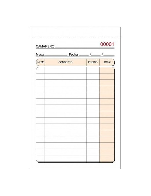 TALONARIO CAMARERO 16º TRIPLICADO 94