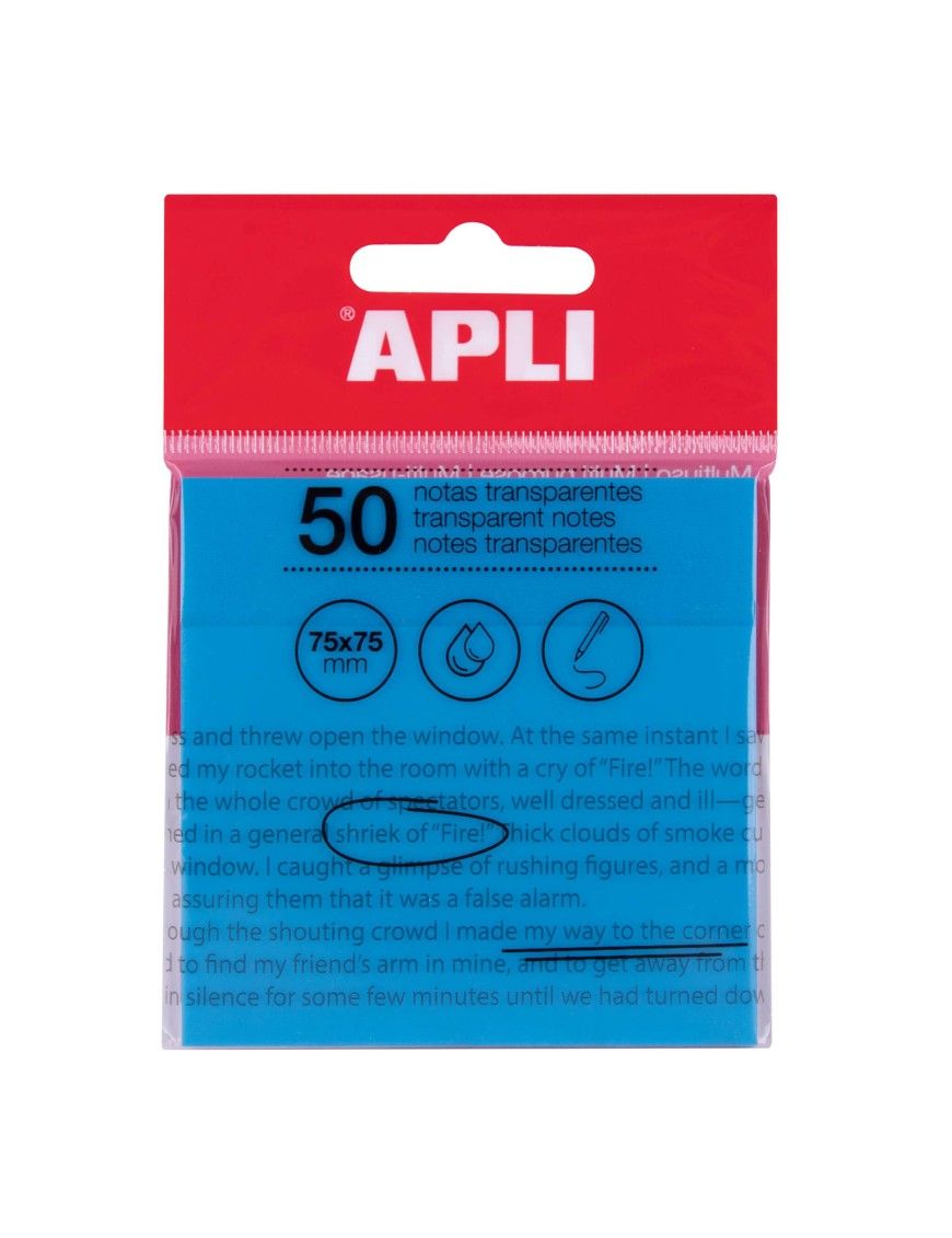 NOTAS ADHESIVAS TRANSPARENTES AZUL