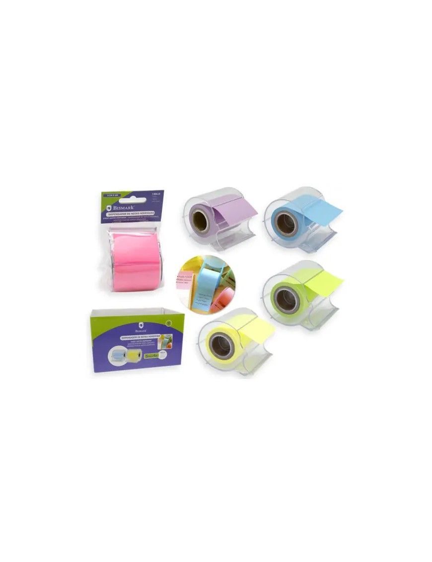 DISPENSADOR DE NOTAS ADHESIVAS PASTEL 5 CM X 4 MTS