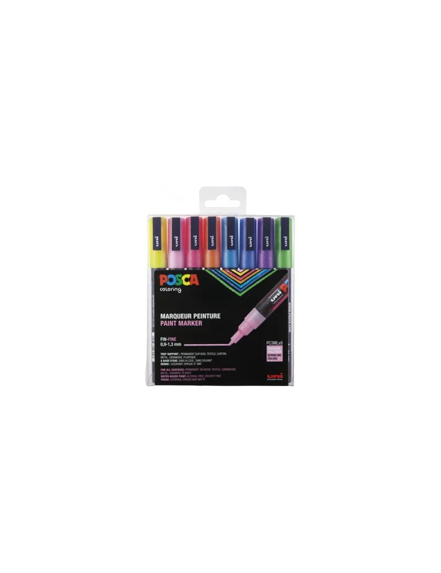 ESTUCHE POSCA SURTIDO PC3M/8C SURTIDO PURPURINA