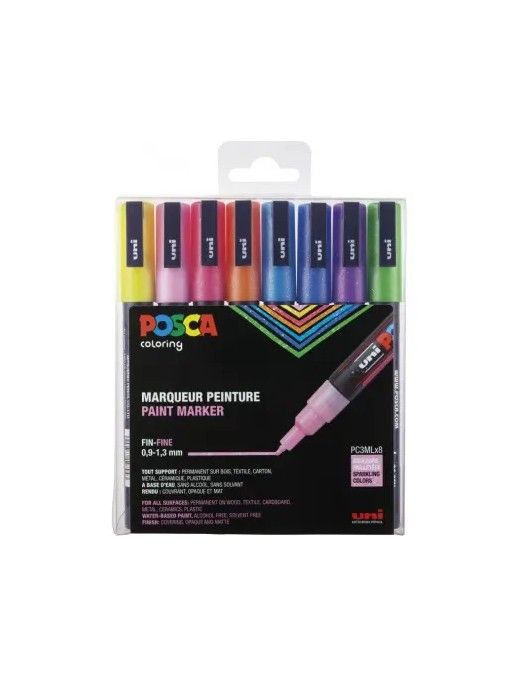 ESTUCHE POSCA SURTIDO PC3M/8C SURTIDO PURPURINA