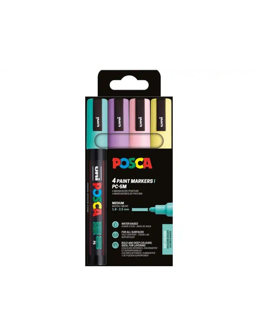 PACK ROTULADOR POSCA PASTEL PC-5 4 UDS
